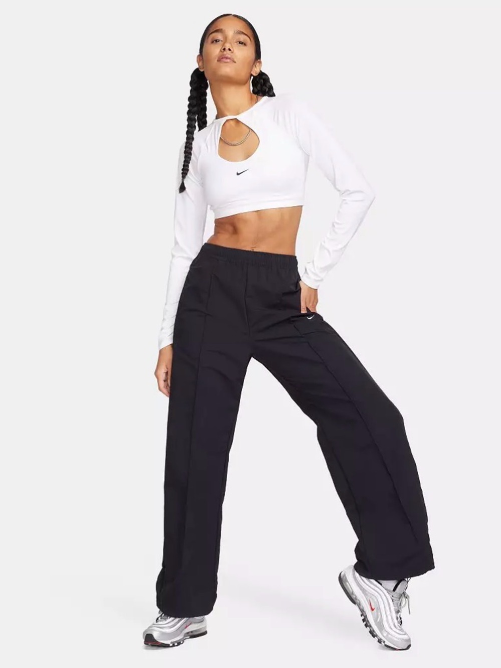 Nike Women's Sportswear Everything Wovens Mid-Rise Open-Hem Pants Size Medium